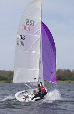 and RS400 with Spinnaker flying